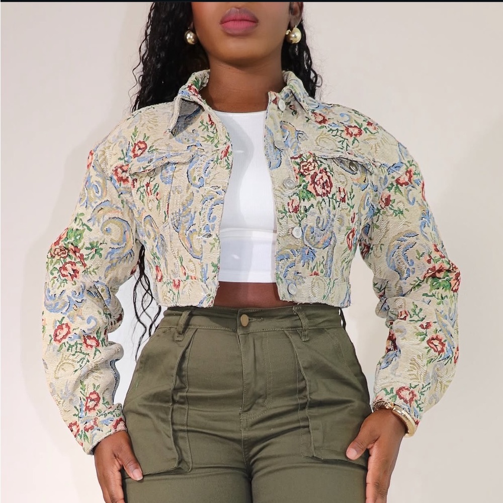 NWT Floral Jacquard Jacket